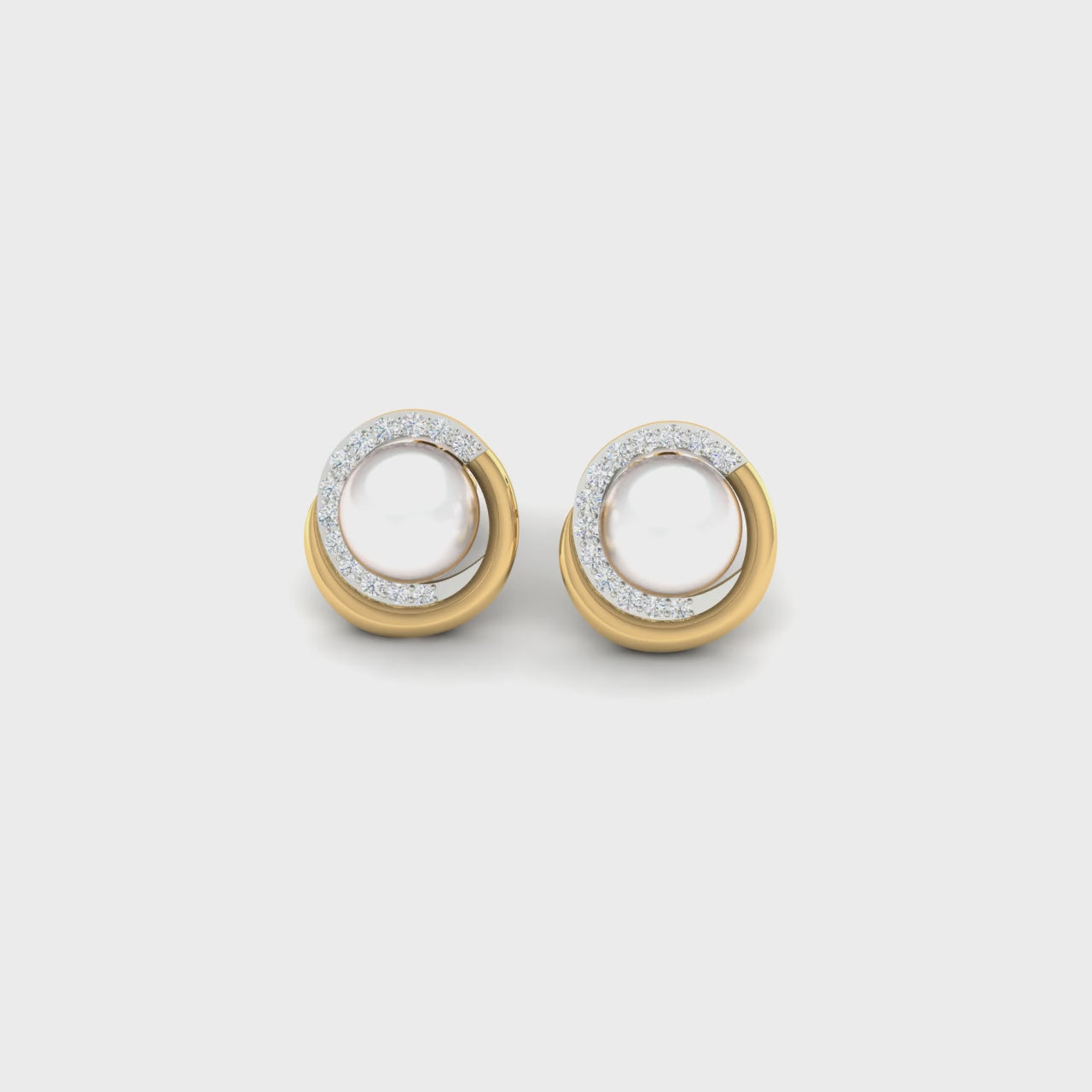0.5 Carat Diamond Pearl Halo 18K Gold Earrings