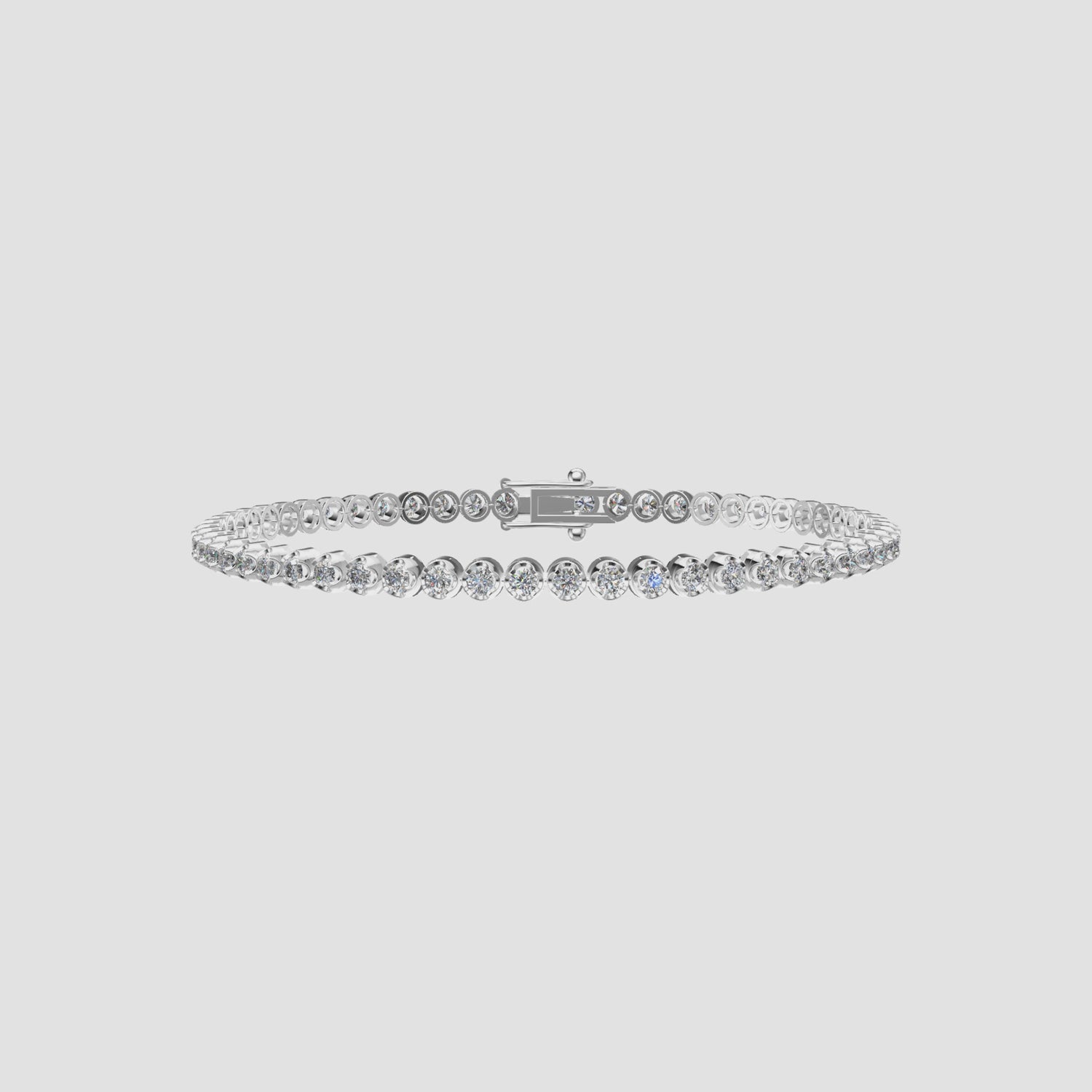 1.5 Carats Natural Diamond Tennis Bracelet 18K White Gold