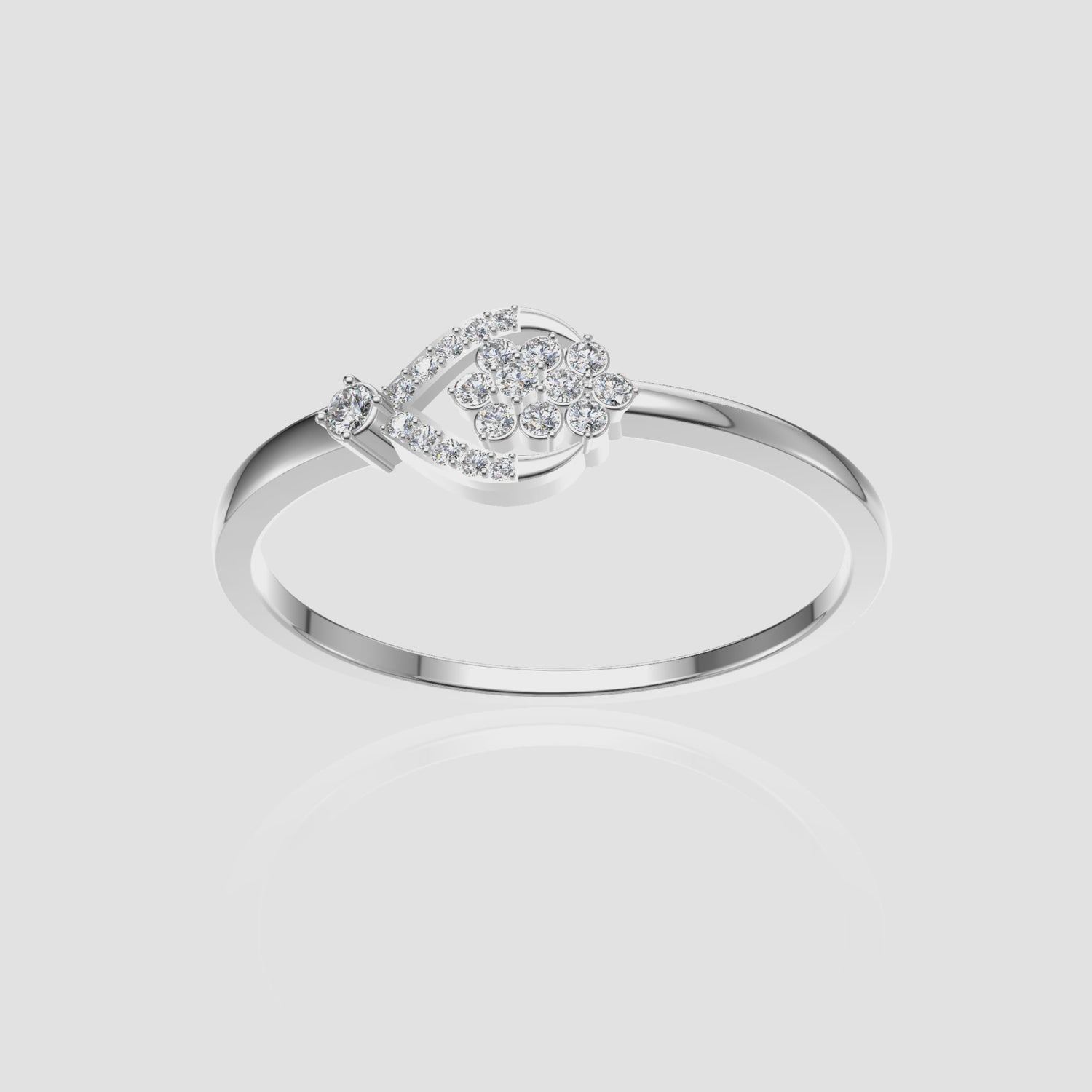 0.4 Carats Diamond Teardrop Cluster Ring 18K White Gold