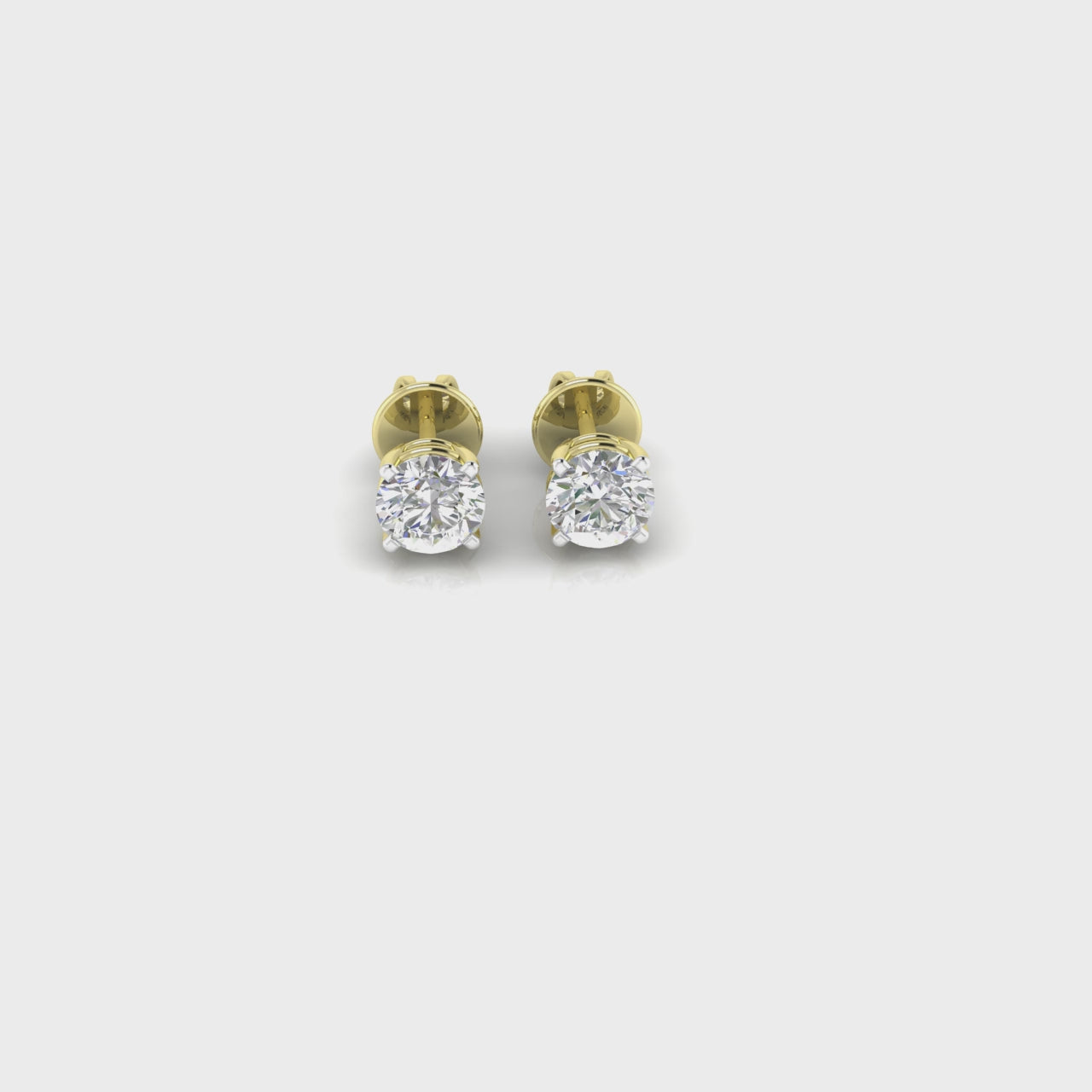 2 Carat IGI Certified Lab Diamond F Color 18K Yellow Gold Studs