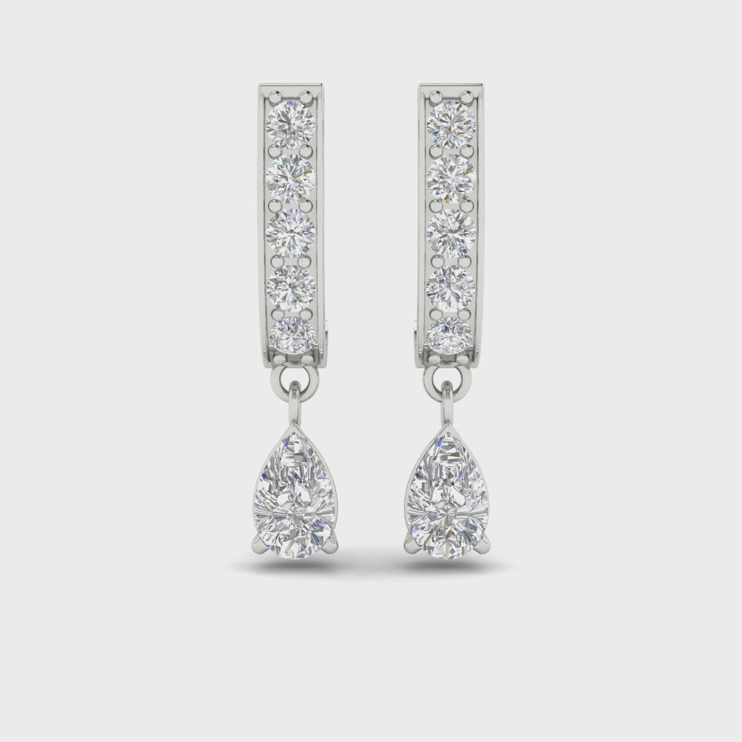 2 Carat Pear Drop Lab Diamond J Hoop Earrings