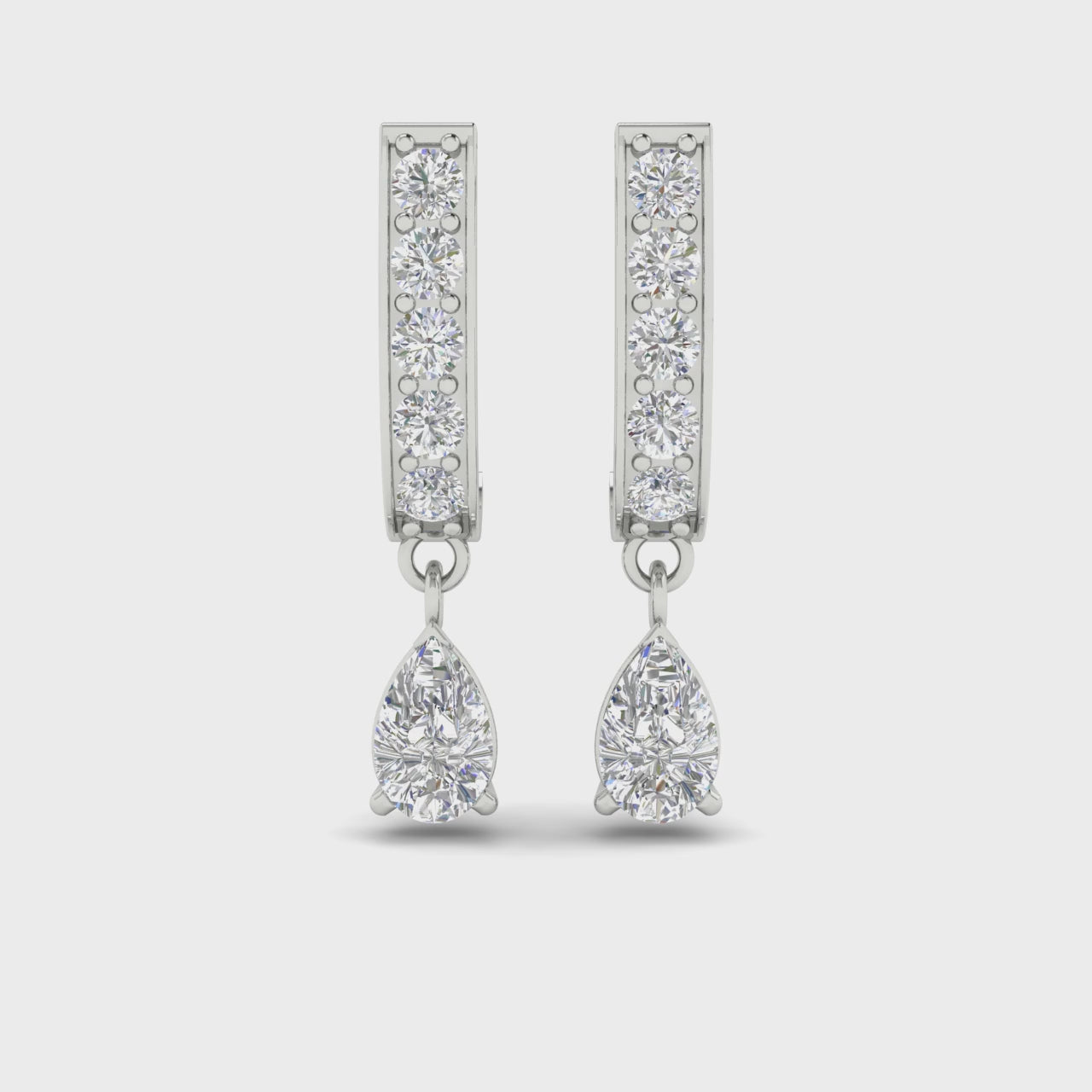 2 Carat Pear Drop Lab Diamond J Hoop Earrings