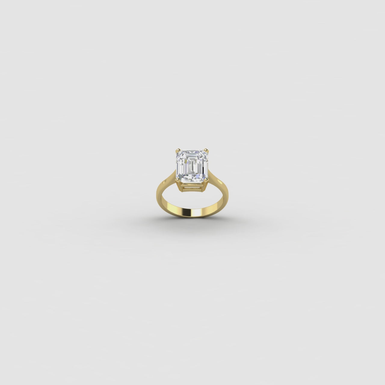L’Émeraude 3 Carat IGI Certified Emerald Cut Lab Diamond 18K Yellow Gold Promise Ring