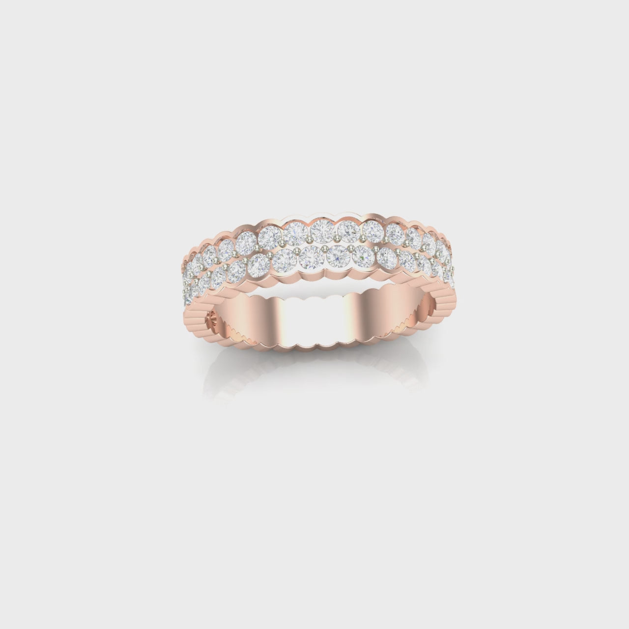 2.6 Carat Double Row Diamond Eternity Band Ring 18K Rose Gold