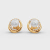 0.5 Carat Diamond Pearl Halo 18K Gold Earrings