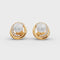0.5 Carat Diamond Pearl Halo 18K Gold Earrings