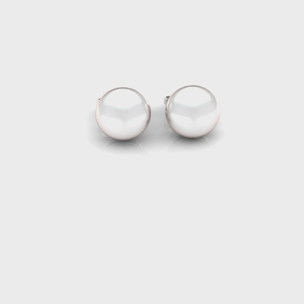Freshwater Cultured Half Round Pearl Stud Earrings in Sterling Silver