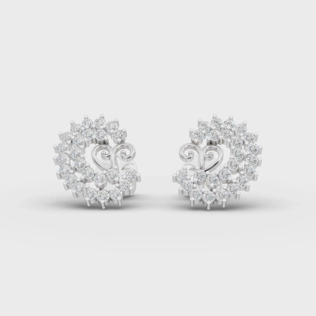 1.25 Carat Diamond Celestial Spiral 18K Gold Earring Studs