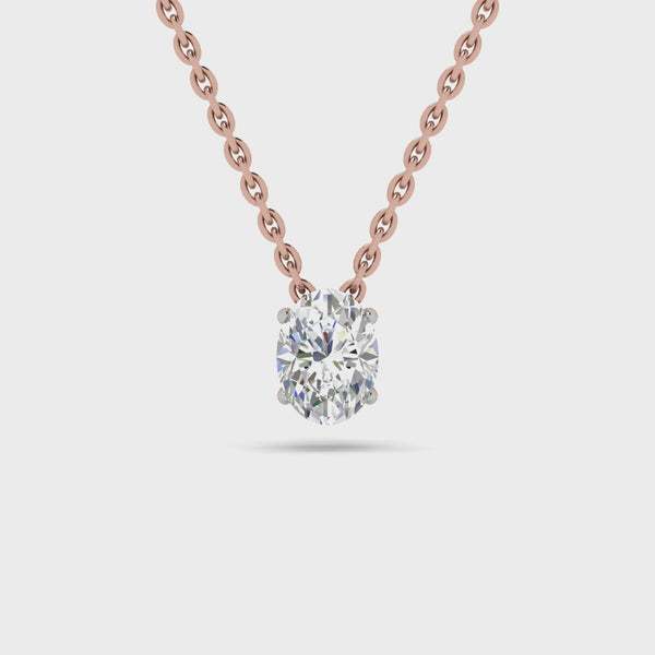 Single Stone Oval Diamond Pendant Video