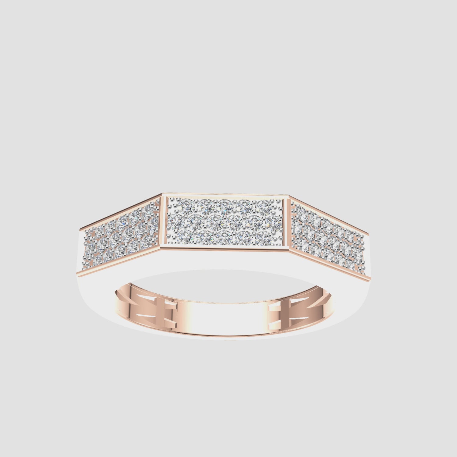 0.75 Carat Diamond Pavé Octagon Band Ring 18K Rose Gold