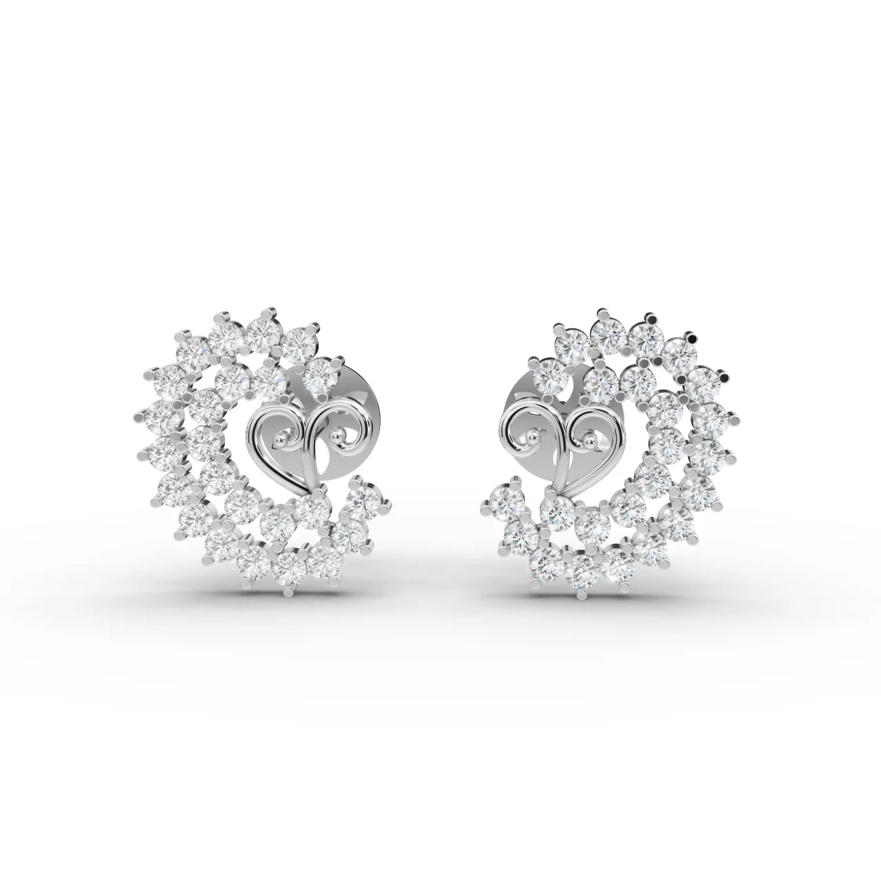 1.25 Carat Diamond Celestial Spiral 18K Gold Earring Studs